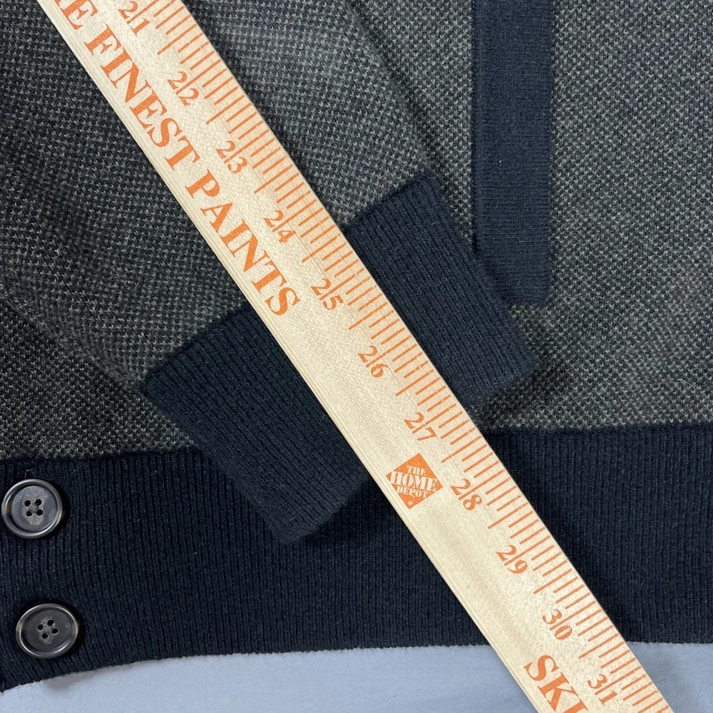 Banana Republic Mens XL Wool Birdseye Bomber Sweater Jacket Dark Gray Buttons